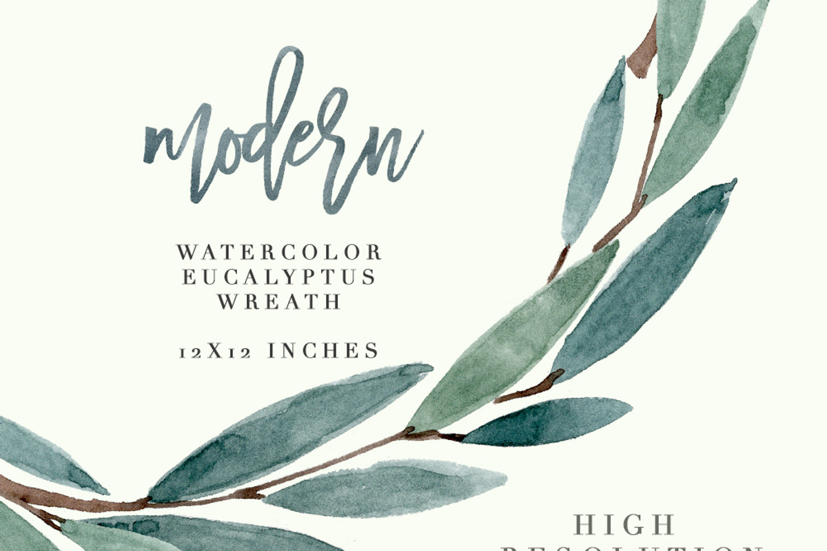 Modern Watercolor Leaves Clipart Set, an Illustration by Essem Creatives (Photo 6 of 6)
