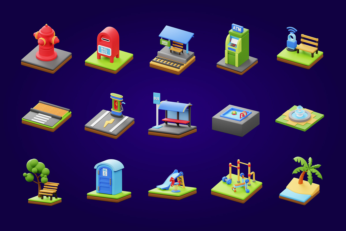 3D Public Fasility Icon, an Object 3D Model by SLAB! Design (Photo 4 of 4)