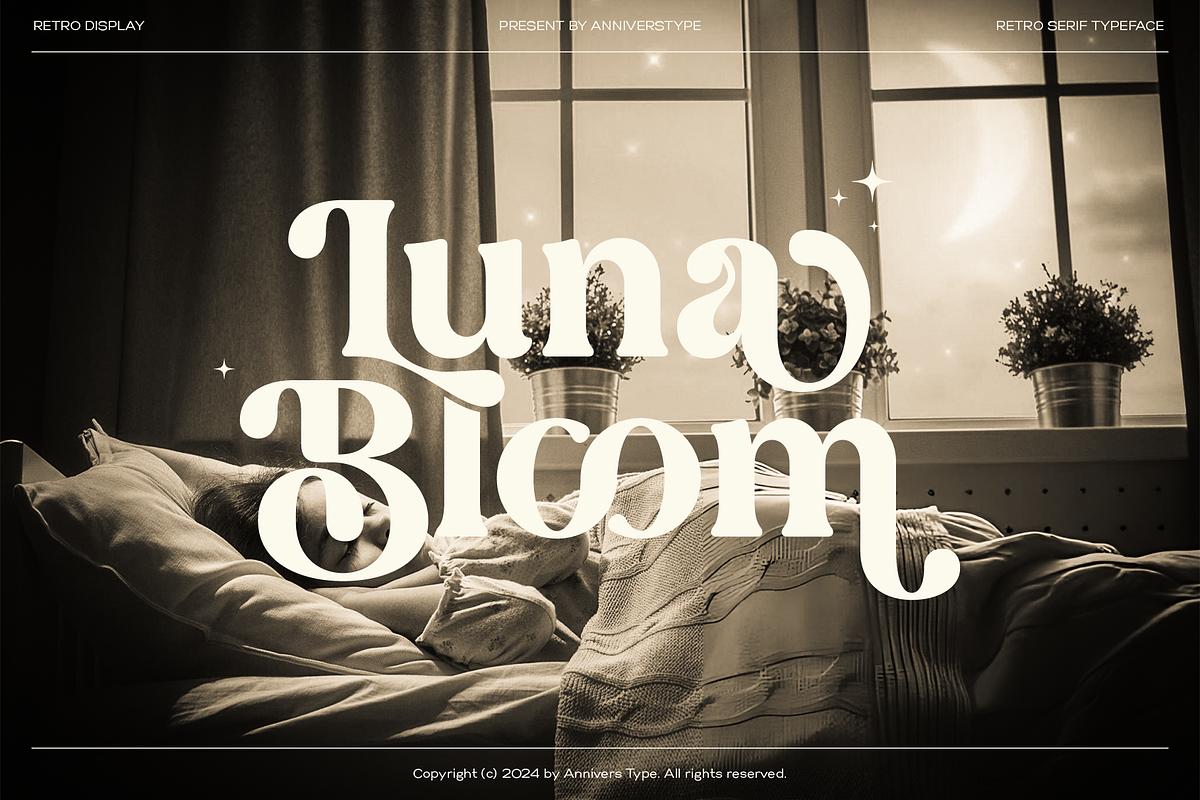 Luna Bloom - Classic Retro Vintage, a Serif Font by Annivers Type (Photo 1 of 10)