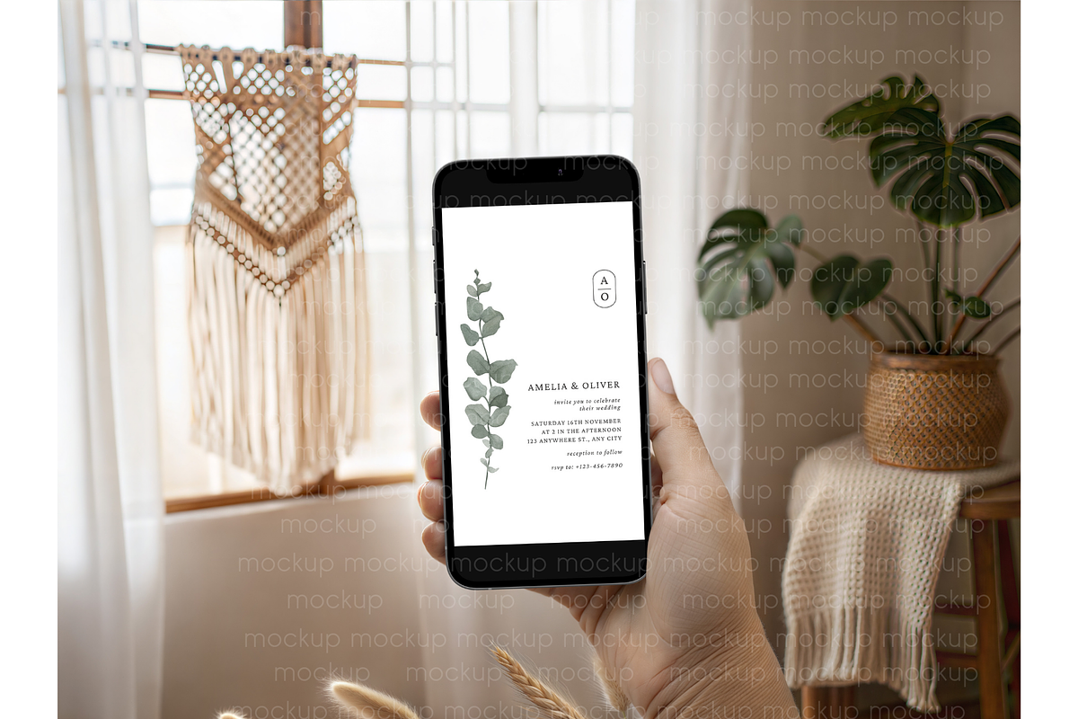 Boho Handheld Phone Mockup, a Product Mockup by MockupWizard (Photo 4 of 4)
