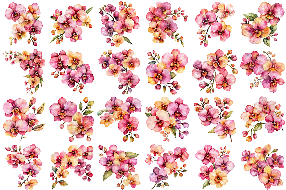 Watercolor Pink Orchid Clipart, an Illustration by Craft Nest (Photo 12 of 12)