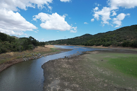 Aerial view of reservoirs in Morgan hill California, a Nature Photo by uncreative