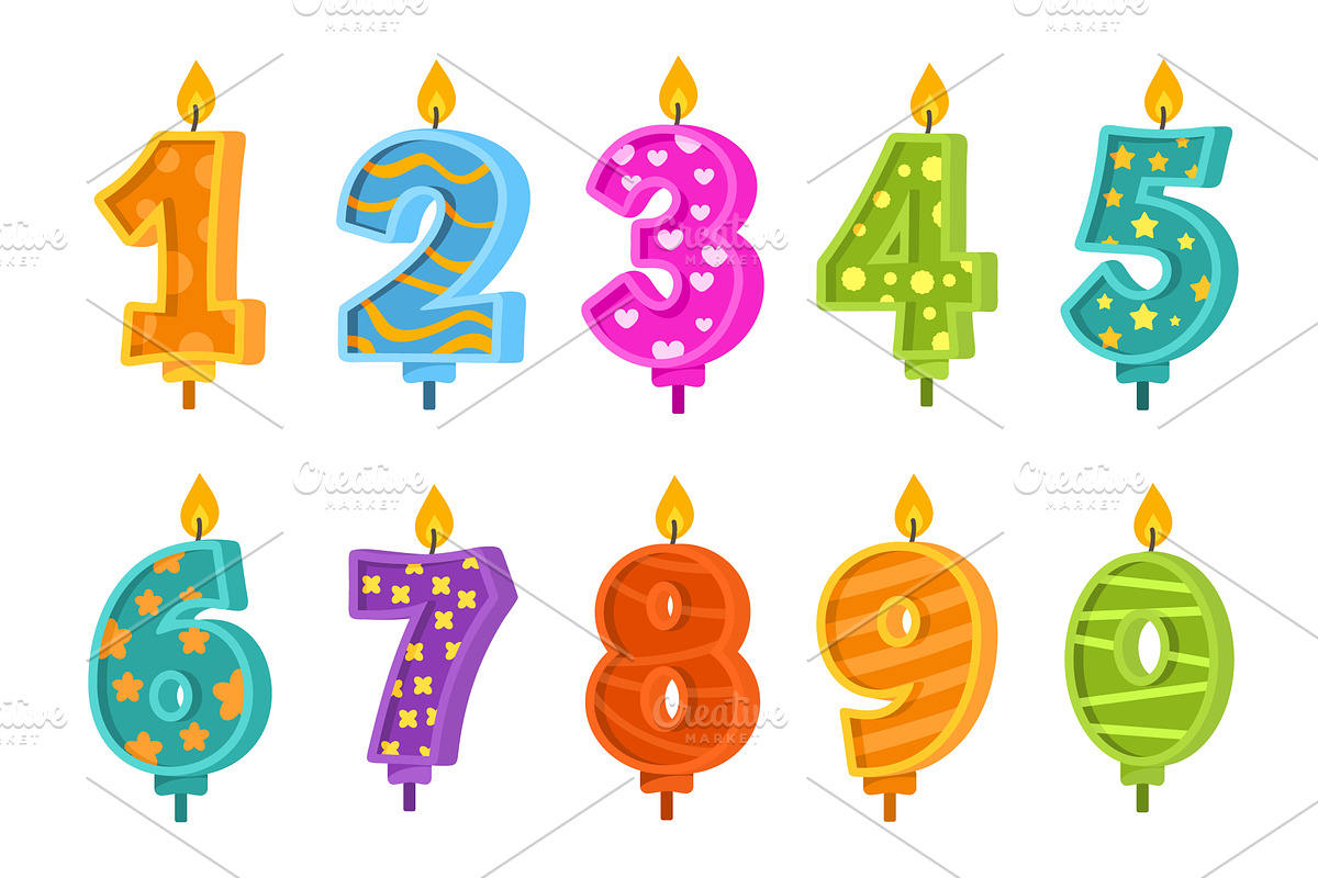 Cartoon number candles. Birthday, an Object Illustration by Stock-Smart-Start