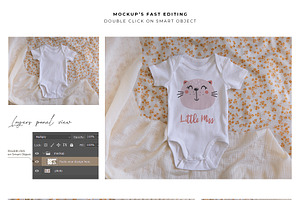 Short Sleeve Baby Onesie Mockup PSD