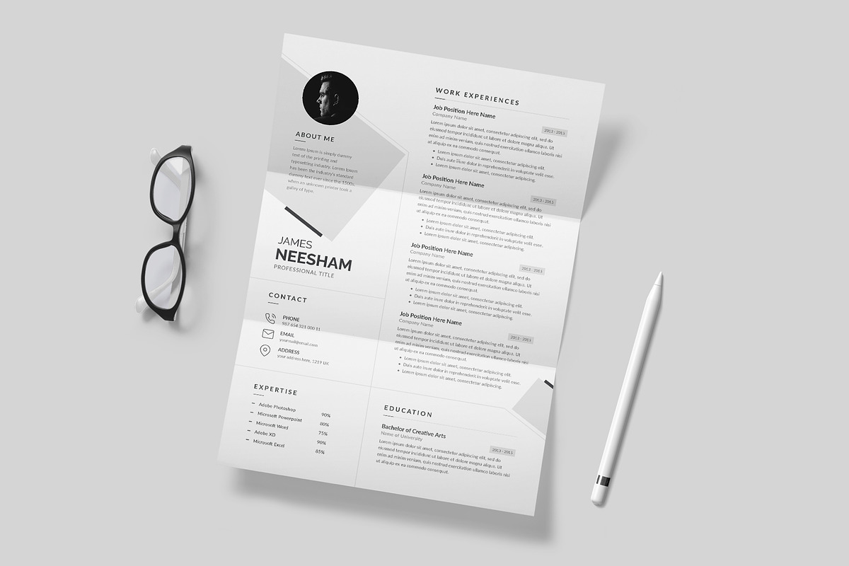 Minimal Resume / CV | Word & PSD preview 5