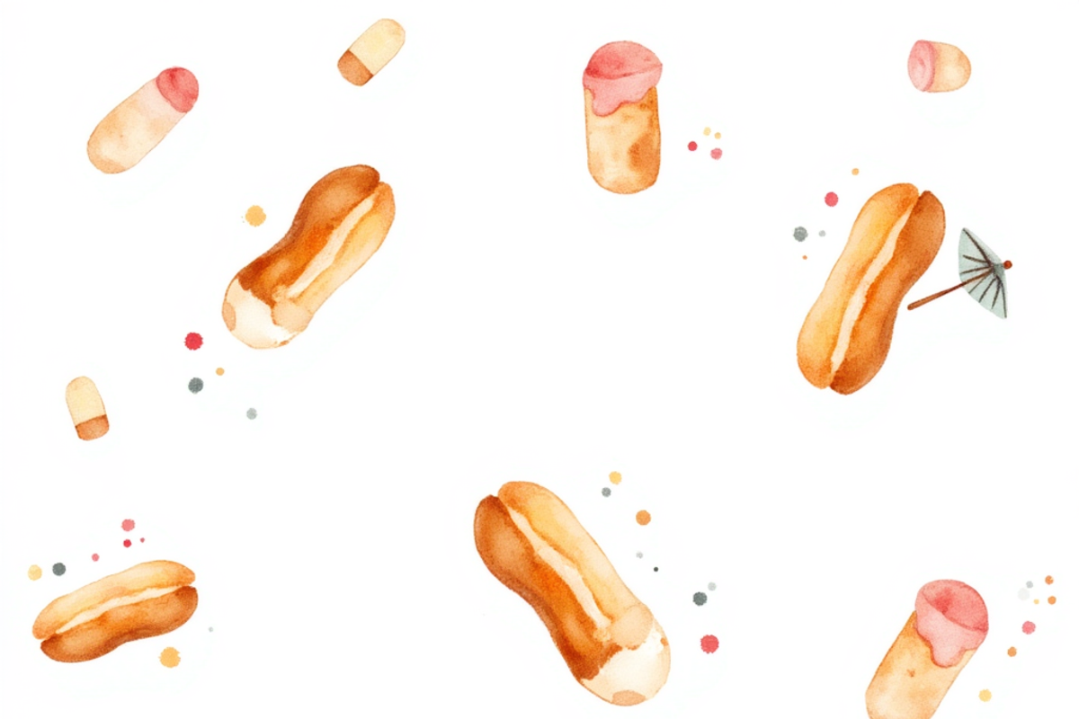 Eclairs Pastry Bundle Set, a Food Illustration by PLUM&FIGS (Photo 1 of 7)