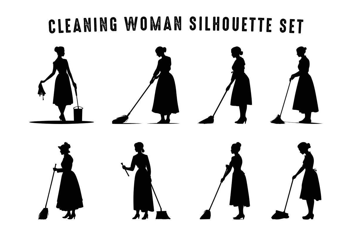 Cleaning Woman Silhouette SVG Set, a Work Illustration by Gfx Expert Team (Photo 3 of 3)