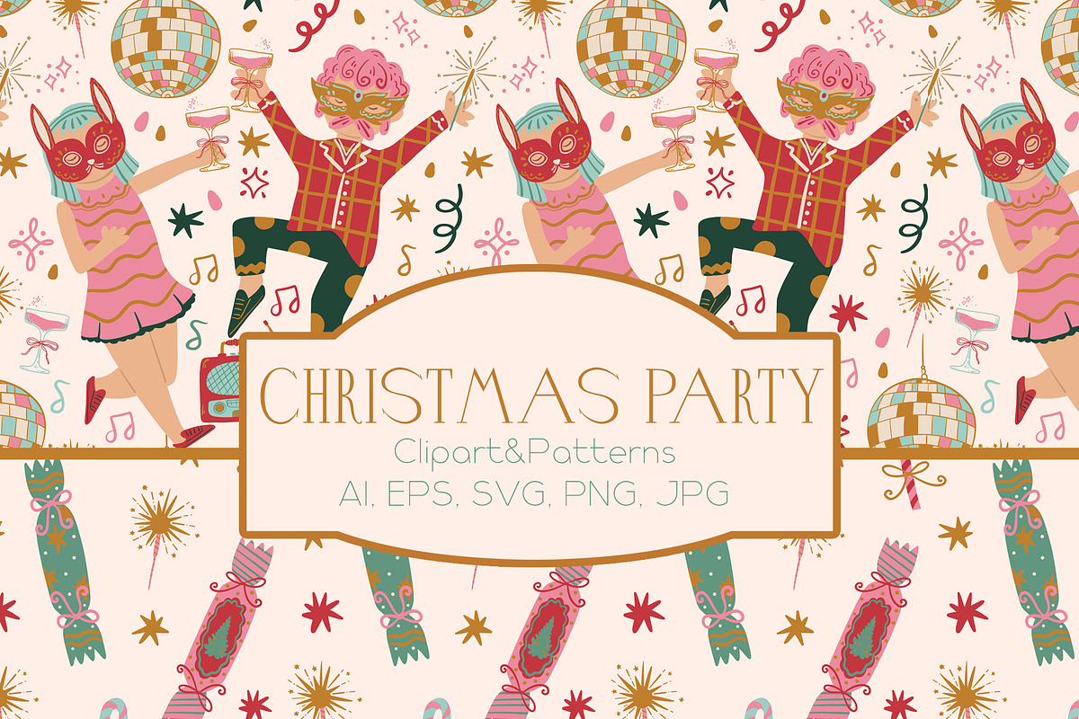 Christmas Party, a Seasonal Illustration by Carpet Tapete Pretzel (Photo 1 of 18)
