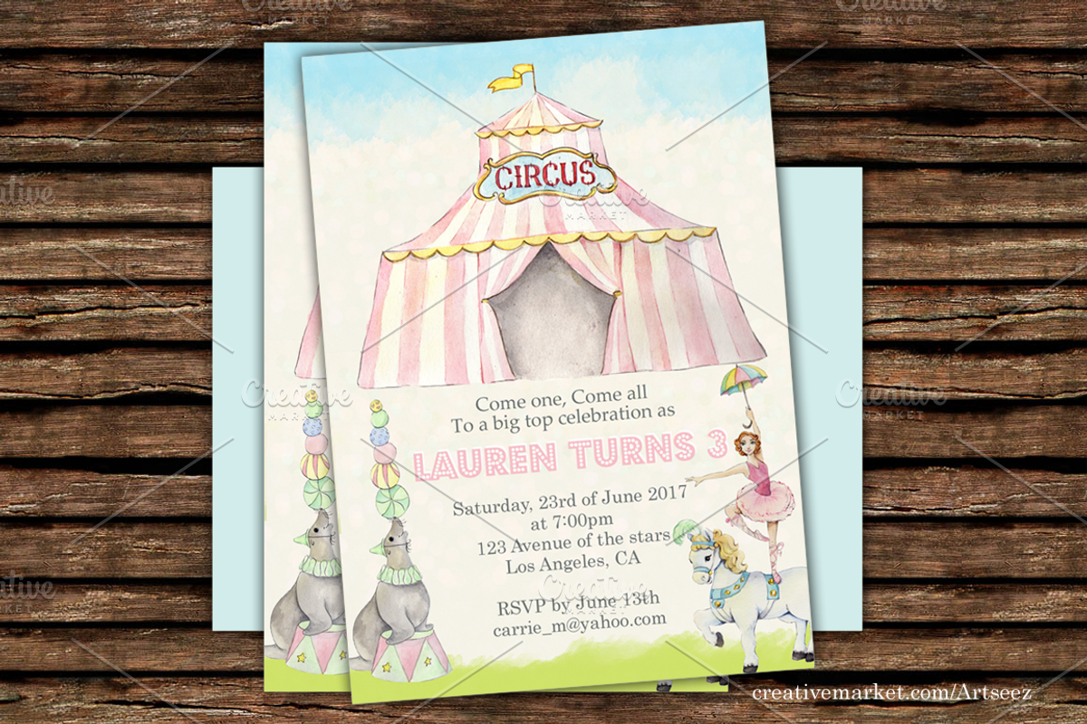 DIY Circus Printable Invitation, an Invitation Template by Artseez