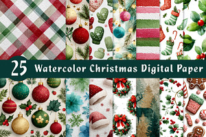 Watercolor Christmas Digital Paper, an Illustration by CreationArt