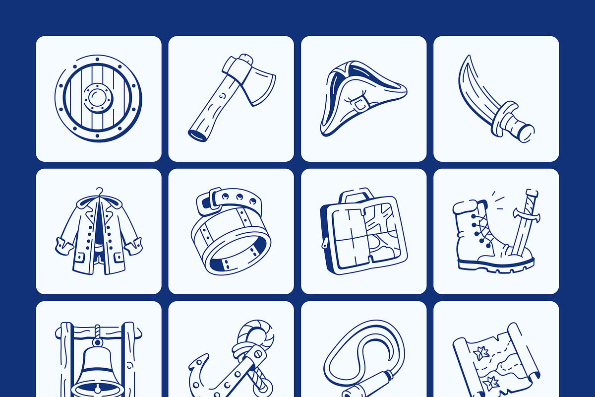 Pirate Doodle Icon Set, an Outline Icon by Vectors Market (Photo 7 of 8)