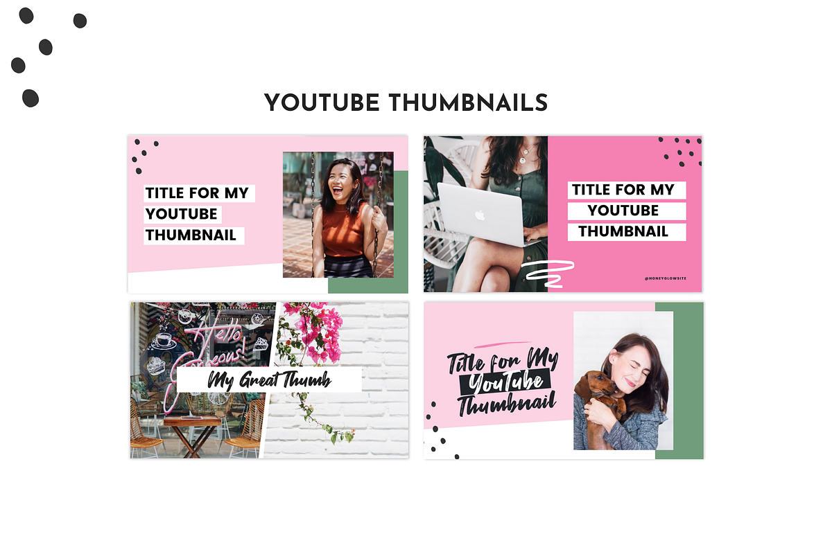 Pink YouTube Branding Kit for Canva, a Social Media Template by ltsdesigns (Photo 2 of 5)