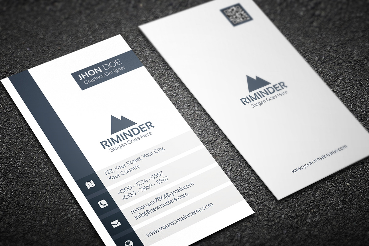 Simple Vertical Business Card, a Business Card Template by Divergent Studio (Photo 1 of 5)