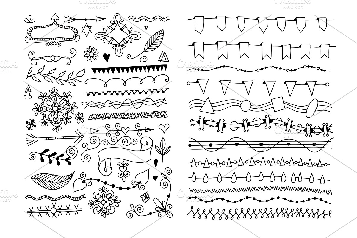 800+ DOODLE ELEMENTS SET, a Templates & Theme by karakotsya (Photo 2 of 24)