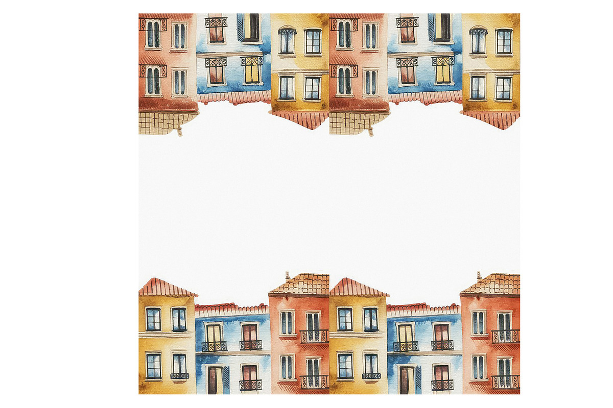Cute watercolor houses frames, a Background Graphic by SketchArtStudio (Photo 2 of 4)