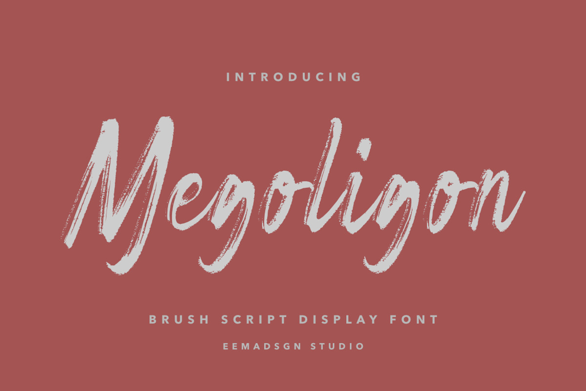 Megoligon – Brush Script Font, a Script Font by Bayuktx (Photo 1 of 9)