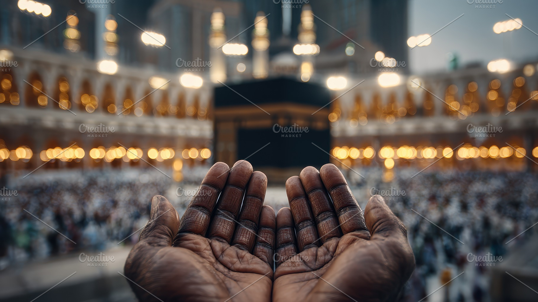 Praying Hands at Mecca Holy Kaaba Is, a Photo by Pixeness Studio