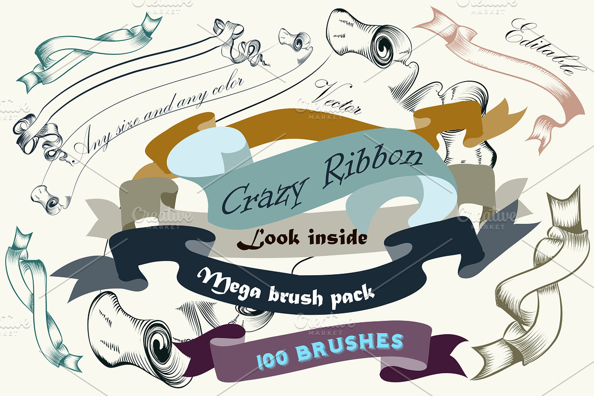Pack of ribbon brushes