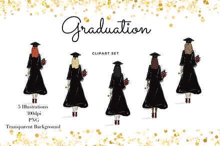 Graduation girls illustration