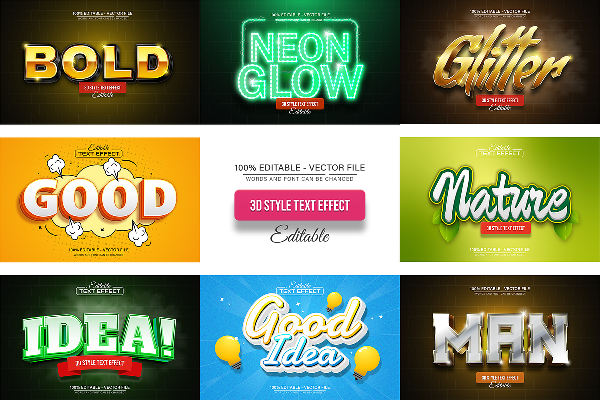 3D Text Effects Collection Vol 31, a Graphic by Aglonemadesign