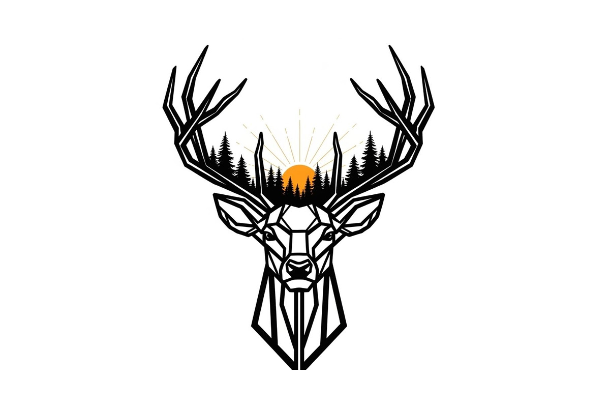 Artistic Geometric Deer Head Bundle, an Illustration by yasushie (Photo 2 of 31)