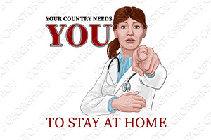 Doctor Woman Needs You Stay Home, an Illustration by Christos Georghiou