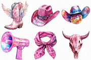 Watercolor Pink Disco Cowgirl PNG, an Illustration by Craft Nest (Thumbnail 4 of 6)