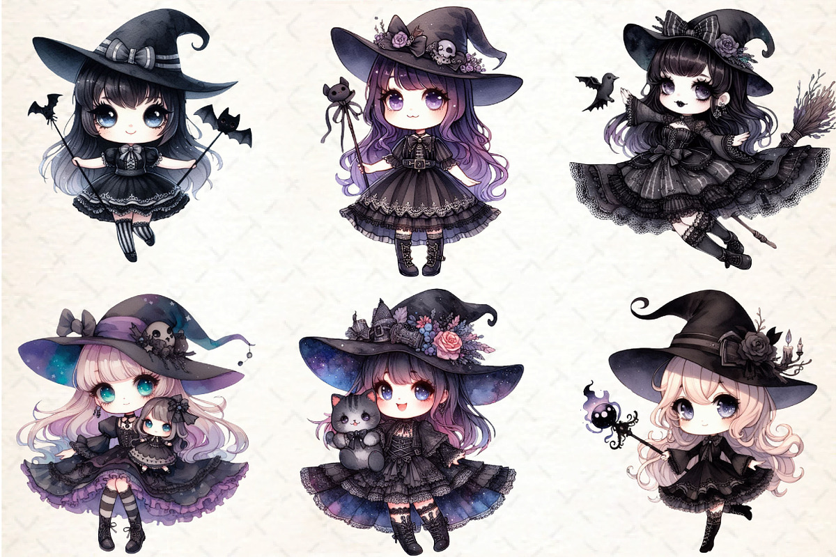 Cute Witch Halloween Girl PNG Clipar, an Illustration by DreamCafeArt (Photo 3 of 5)