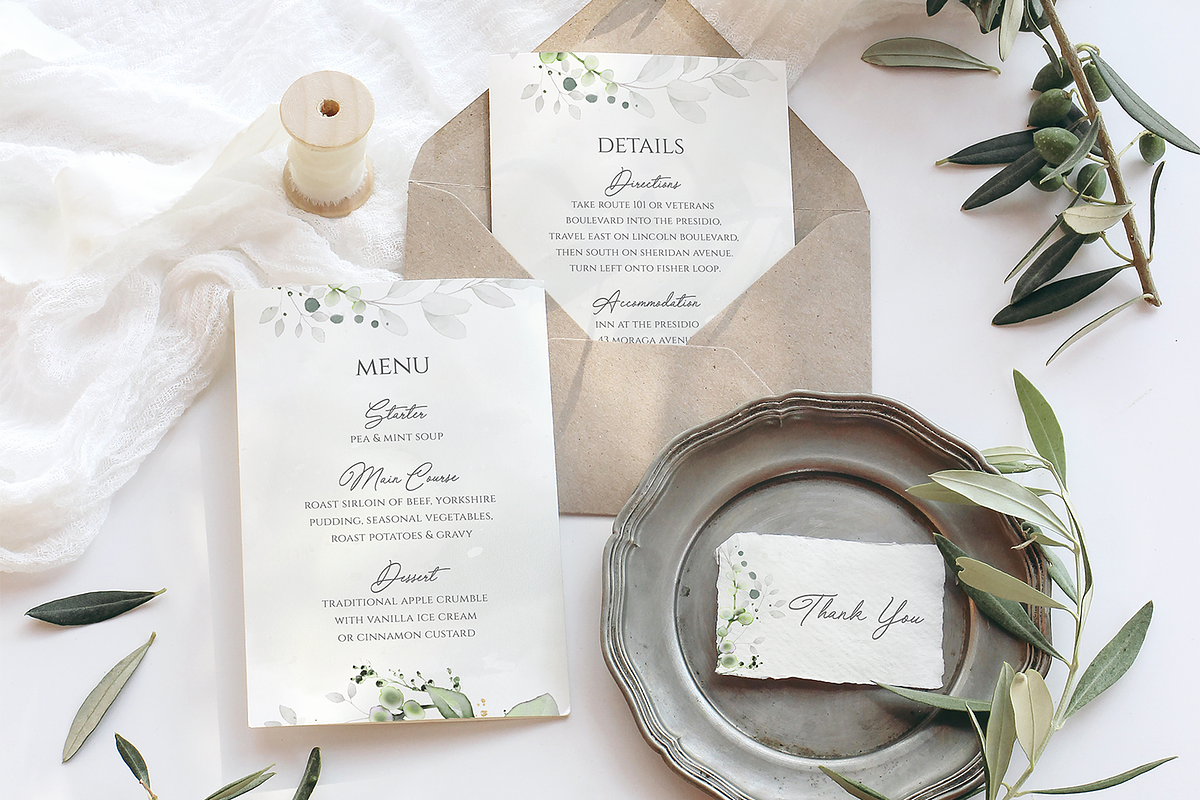 Watercolour Foliage Wedding Suite, an Invitation Template by R Whitehurst Design (Photo 3 of 4)