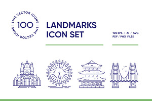 Landmarks Line Icon Set