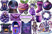 Watercolor Purple Christmas Clipart, an Illustration by Canvas Craft (Thumbnail 1 of 7)