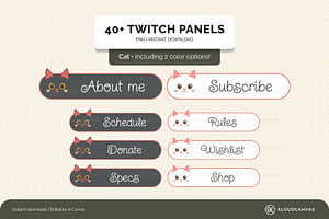 Twitch Panels - Cats, a Social Media Template by KloudCanvas