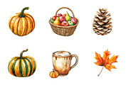 Autumn Season Clipart Set PNG, a Seasonal Illustration by Designking (Thumbnail 3 of 5)
