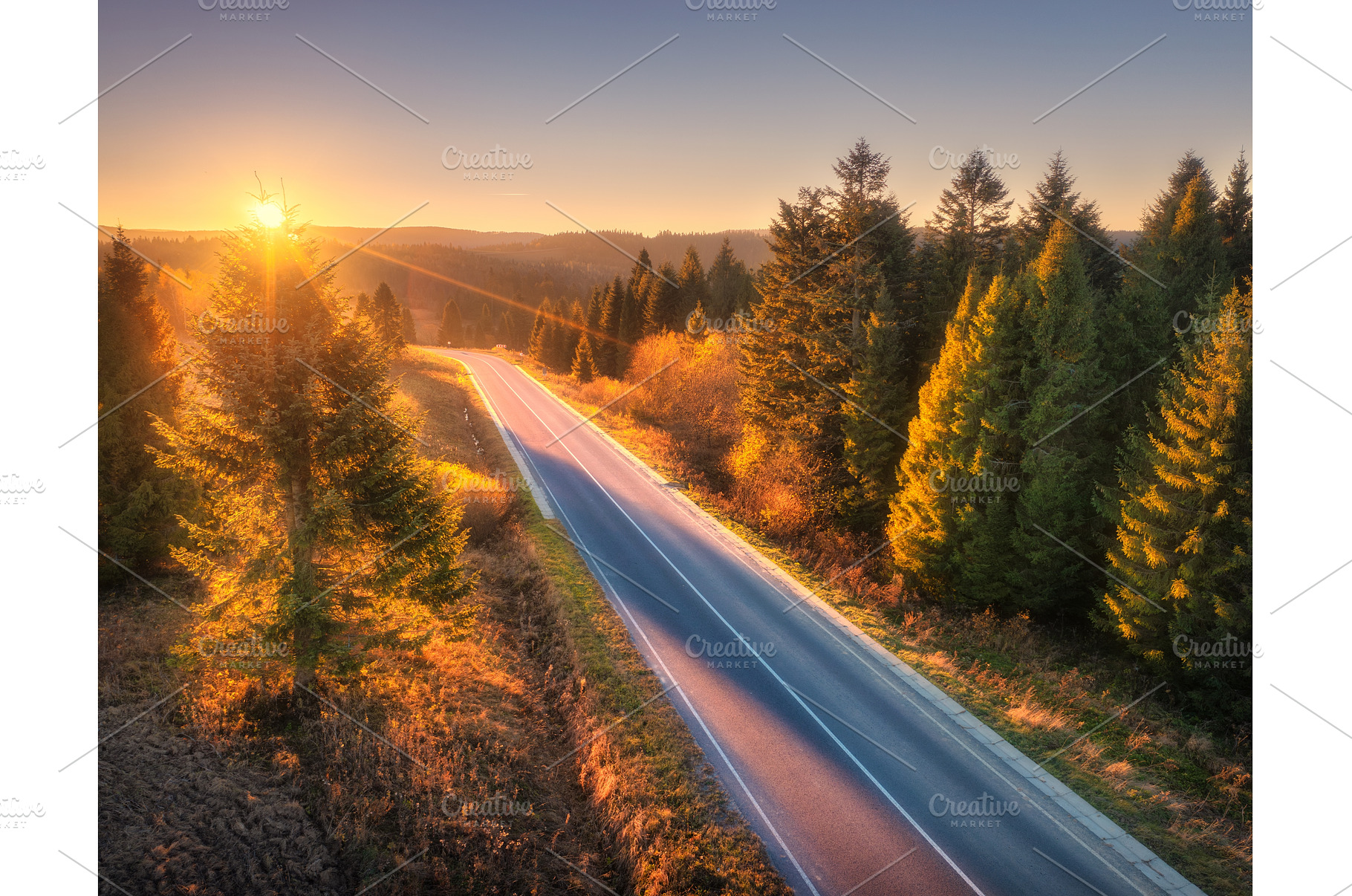 Aerial view of road in forest at, a Transportation Photo by den-belitsky