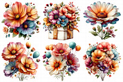 Whimsical Birthday Flowers Clipart, an Illustration by Daily.Designs (Thumbnail 6 of 8)