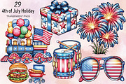 4th of July Holiday Clipart Bundle., an Illustration by SVGArt (Thumbnail 1 of 9)