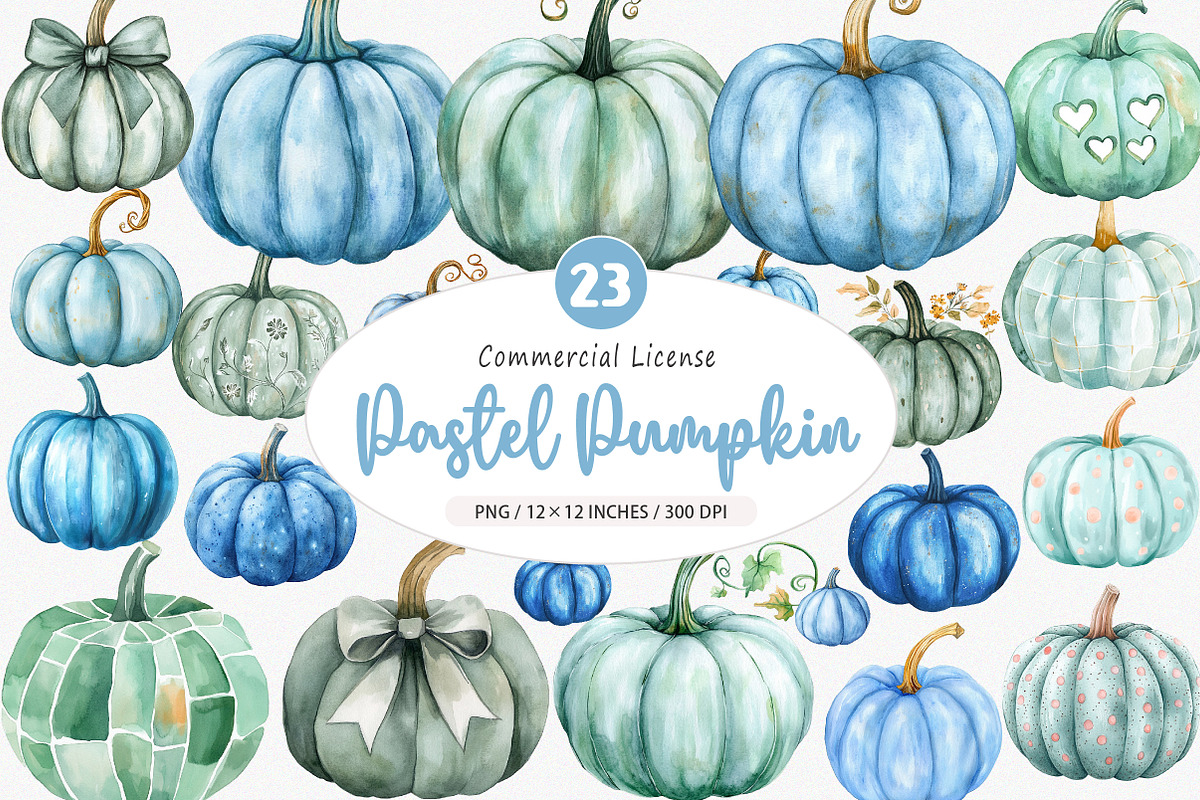Watercolor Pastel Pumpkin Clipart, an Illustration by SinaCreation (Photo 1 of 5)