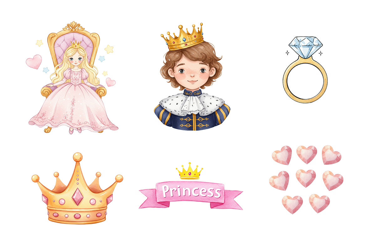 Watercolor Princess Clipart, a Person Illustration by BerryPieArt (Photo 3 of 4)