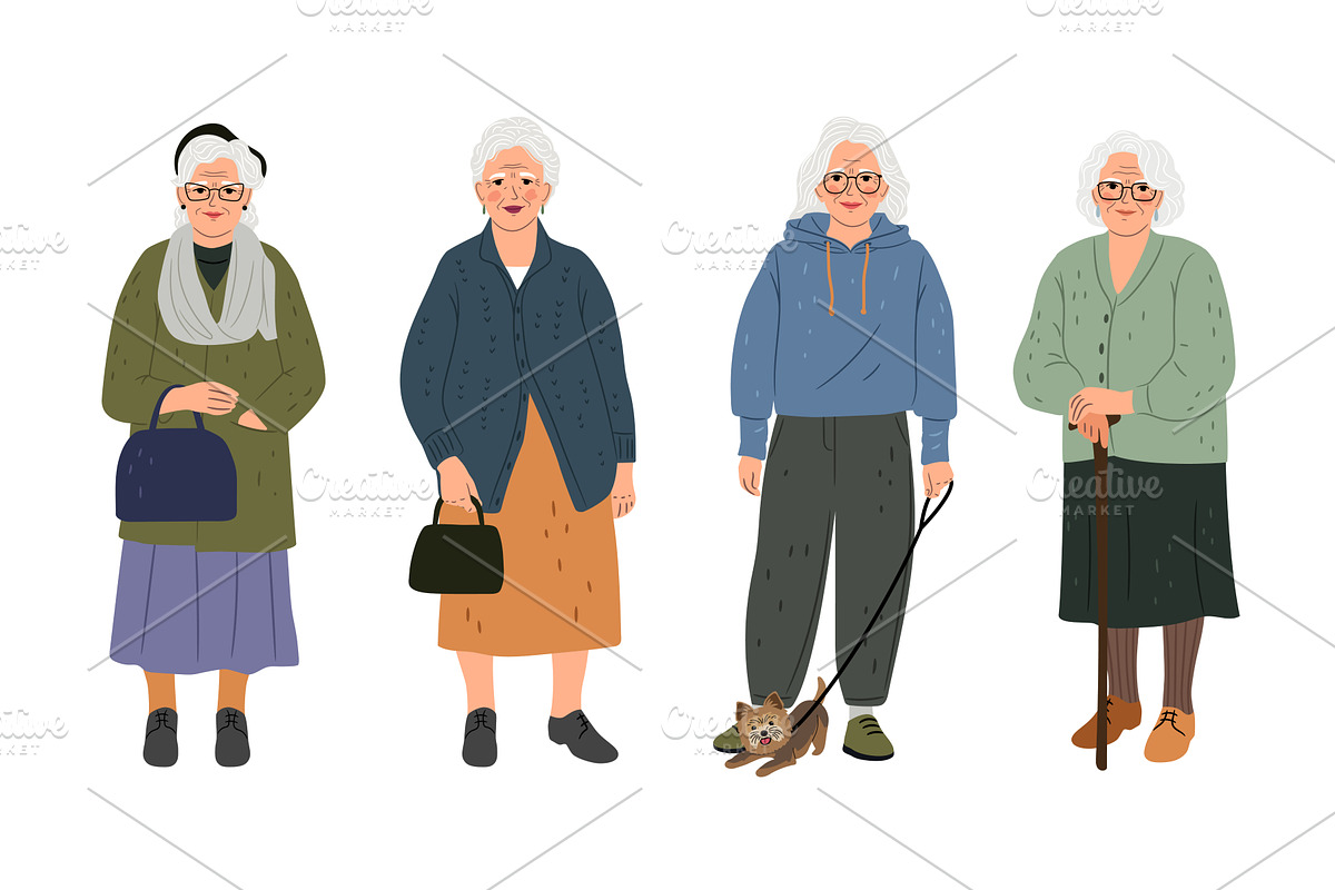 Beautiful elderly women set, a Person Illustration by Stock-Smart-Start