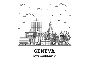 Outline Geneva Switzerland City