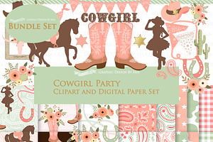 Cowgirl Peach Clipart Pattern