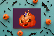 Cute Halloween Pumpkins Clipart, a Seasonal Illustration by RabbitAndPencil (Thumbnail 5 of 5)