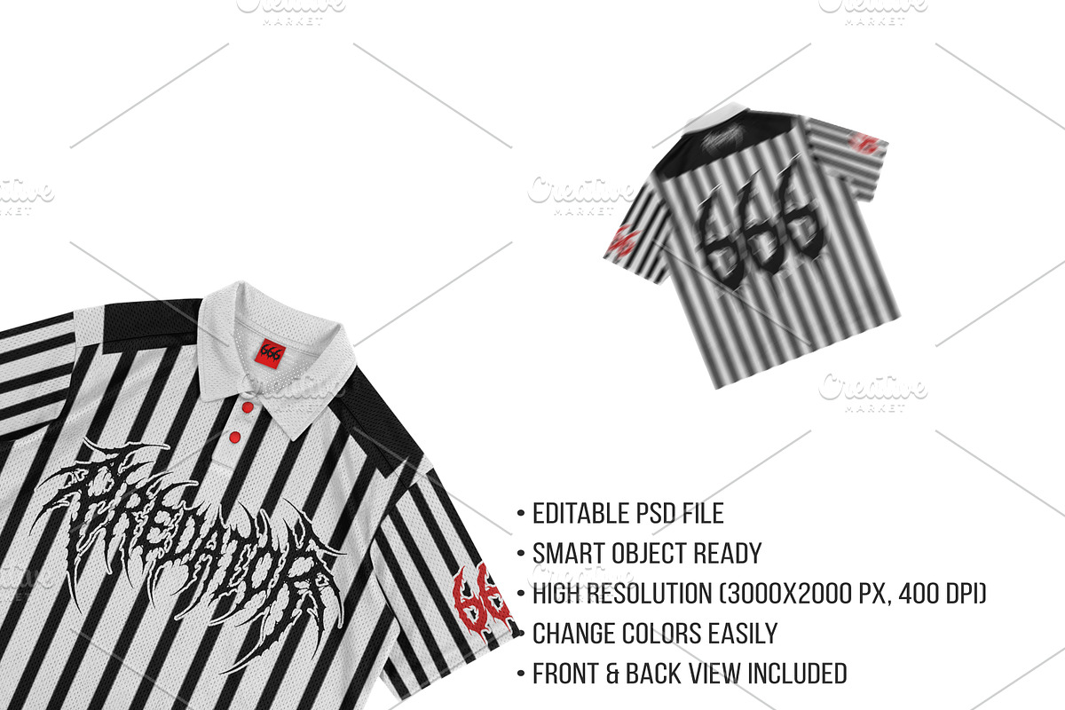 Vintage Striped Jersey Mockup PSD, a Shirt Mockup by std.badboy (Photo 4 of 4)
