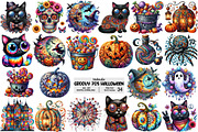 Groovy 70s Halloween Clipart, an Illustration by Pixels.Craft (Thumbnail 1 of 7)