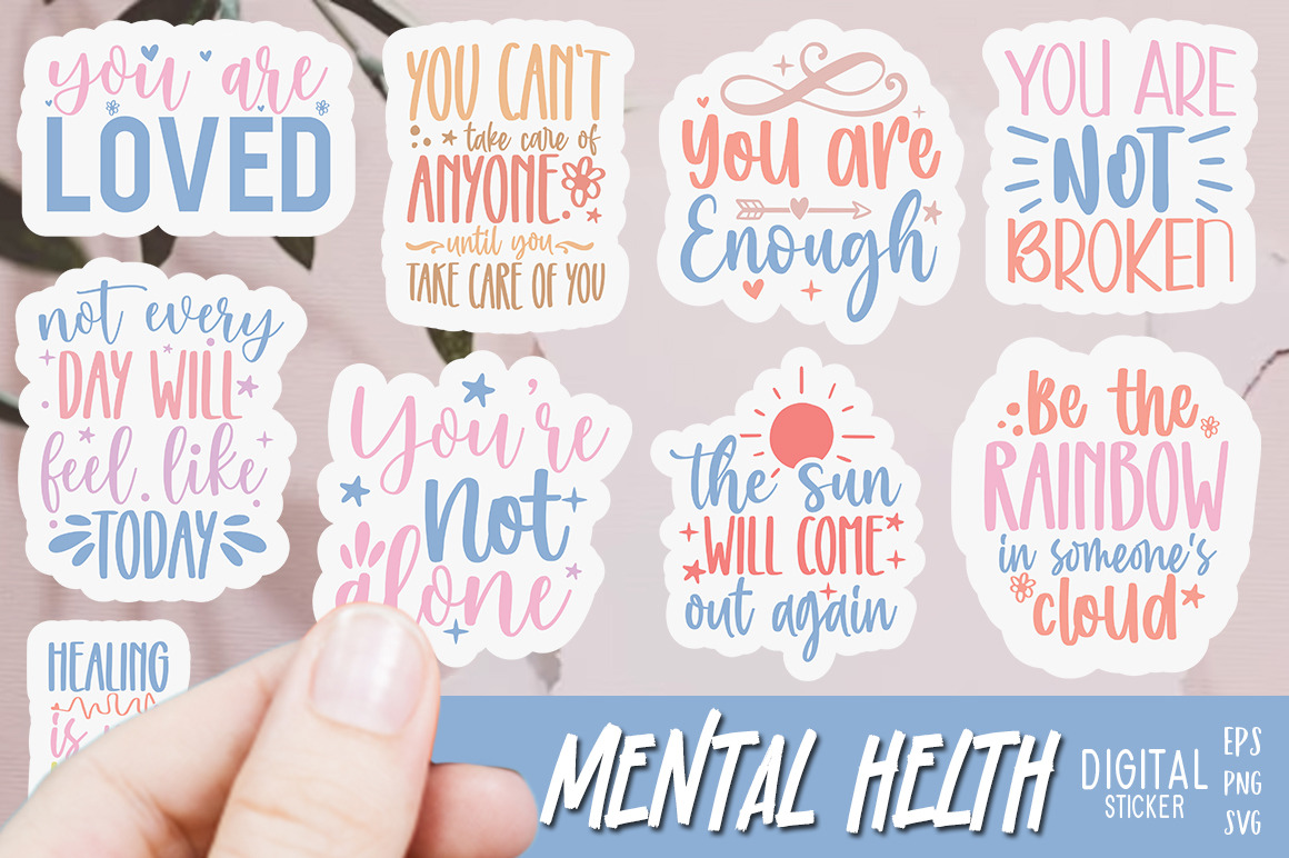 Mental Health Sticker Design Bundle, an Object Graphic by FiveStarCrafting