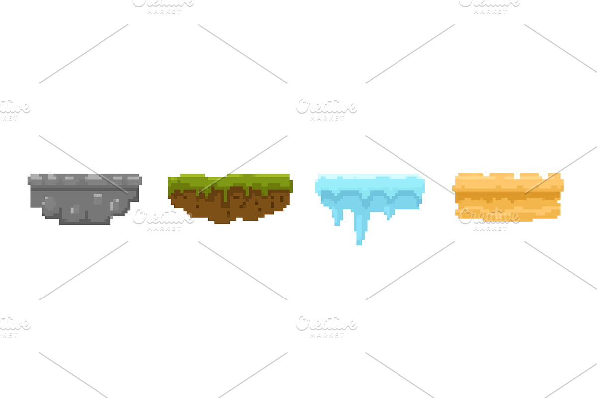 8 bit pixel landscape terrain vector, an Illustration by skripnikbb