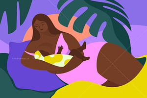 Breastfeeding mother and baby