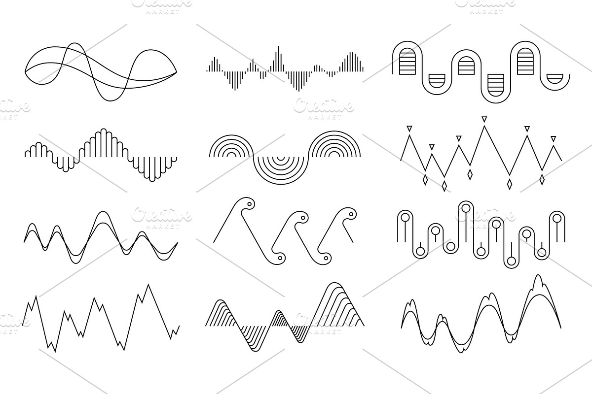 Vector music sound waves set, a Technology Illustration by Things for designers