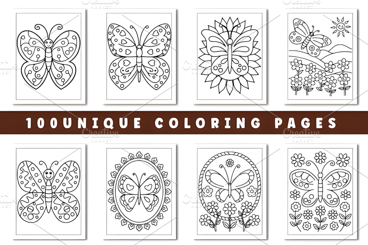 Cute Butterfly Coloring Book for Kid, a Decorative Illustration by Design Station (Photo 3 of 3)