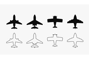 simple airplanes icons in set on, a Transportation Illustration by IfH